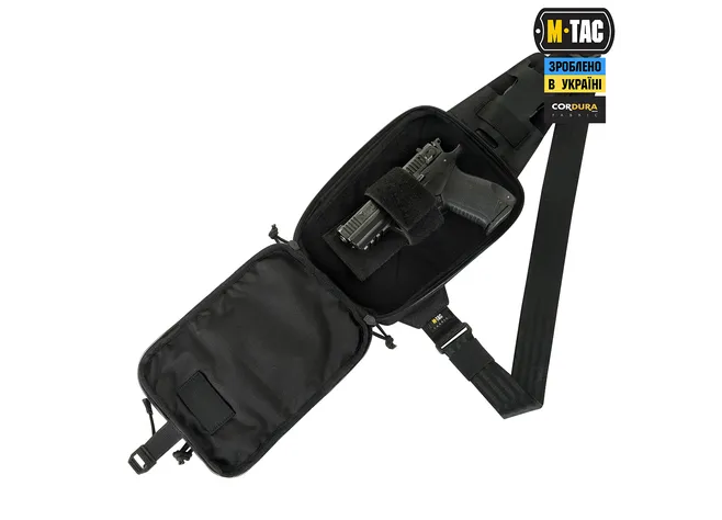 Сумка M-Tac Sling Pistol Bag Elite Hex з липучкою Black Фото 2